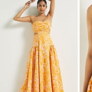 Anthropologie Mon Renn Strapless Maxi Dress Size S